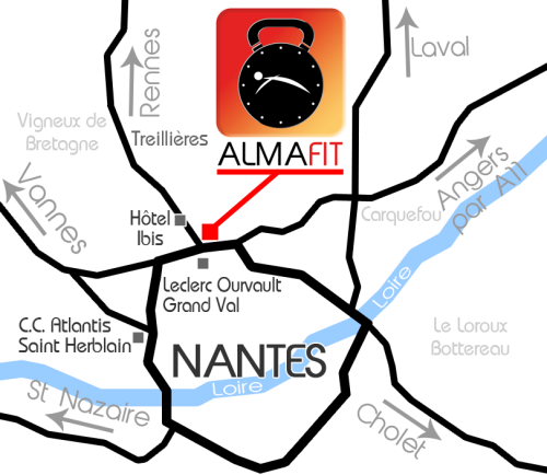plan acces salle de sport Almafit Nantes